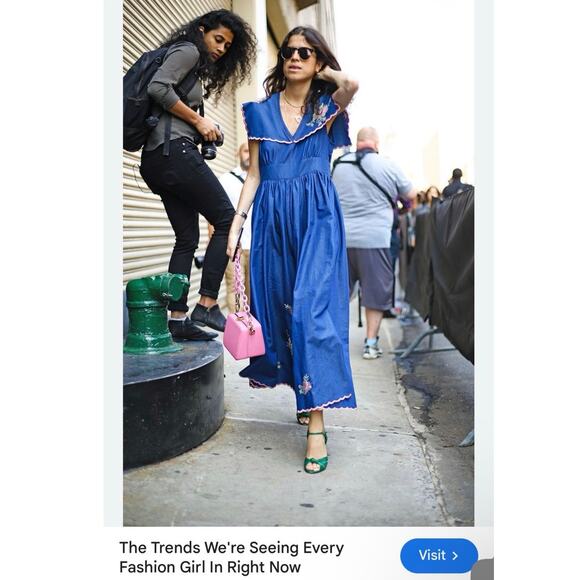 Tuckernuck Chambray Davis Embroidered Maxi Dress, Blue S Small - Picture 9 of 9